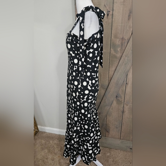 Anthropologie HUTCH Flounced Shoulder-Tie Midi Dress Black/white. Size Med - Picture 16 of 16